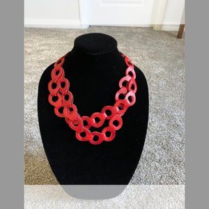 Argentinian artisanal red leather necklace